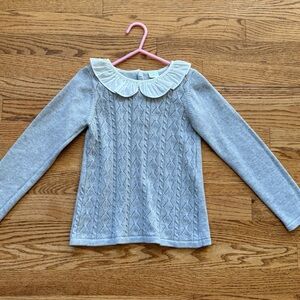 Grey Sweater with Ruffled Collar